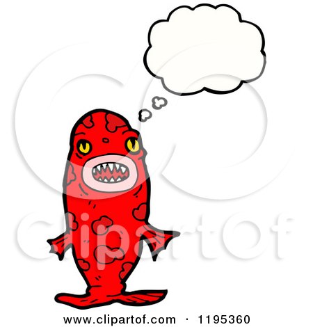 Cartoon of a Monster Thinking - Royalty Free Vector Illustration by lineartestpilot