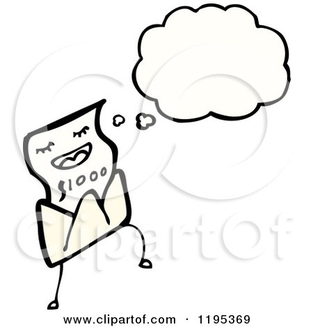Cartoon of a Bill in an Envelope Thinking - Royalty Free Vector Illustration by lineartestpilot