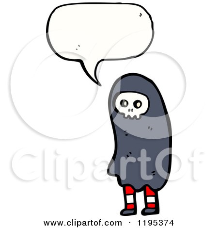 Cartoon of a Skeleton Wearing a Cape and Speaking - Royalty Free Vector Illustration by lineartestpilot
