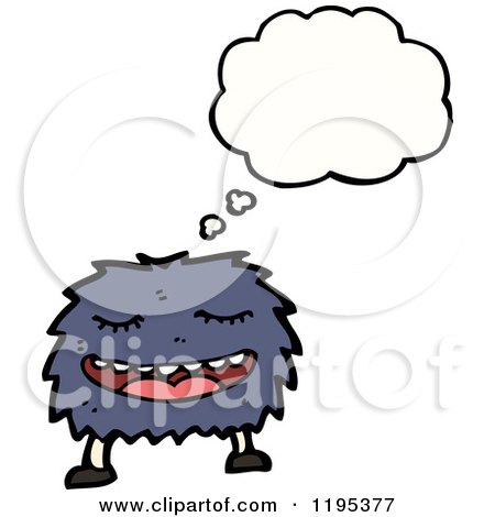 Cartoon of a Monster Thinking - Royalty Free Vector Illustration by lineartestpilot