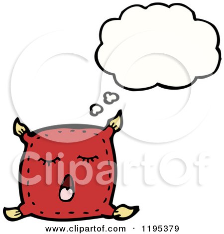 Cartoon of a Decorative Pillow Thinking - Royalty Free Vector Illustration by lineartestpilot
