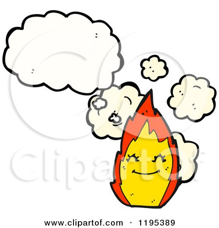 Cartoon of a Flame Thinking - Royalty Free Vector Illustration by lineartestpilot
