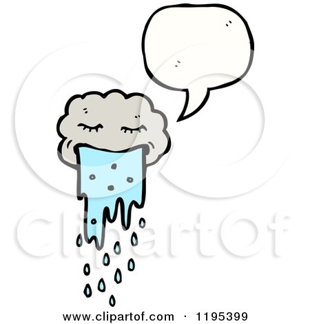 Cartoon of a Rain Cloud Speaking - Royalty Free Vector Illustration by lineartestpilot