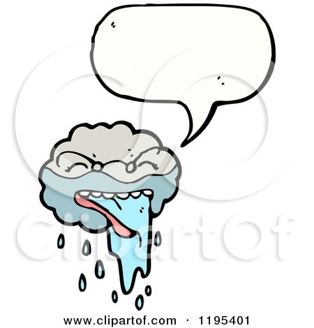 Cartoon of a Rain Cloud Speaking - Royalty Free Vector Illustration by lineartestpilot