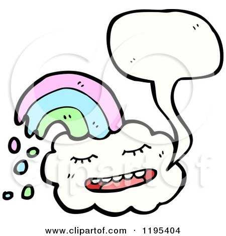 Cartoon of a Cloud with a Rainvbow Speaking - Royalty Free Vector Illustration by lineartestpilot