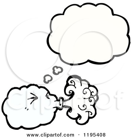 Cartoon of a Blowing Cloud Thinking - Royalty Free Vector Illustration by lineartestpilot