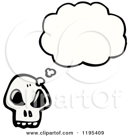 Cartoon of a Skull Thinking - Royalty Free Vector Illustration by lineartestpilot