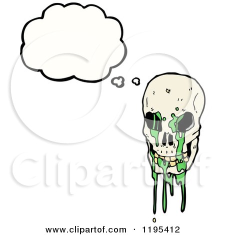 Cartoon of a Skull with Slime Thinking - Royalty Free Vector Illustration by lineartestpilot