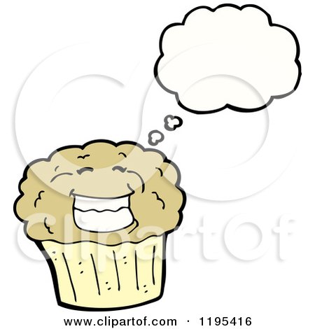 Cartoon of a Muffin Thinking - Royalty Free Vector Illustration by lineartestpilot