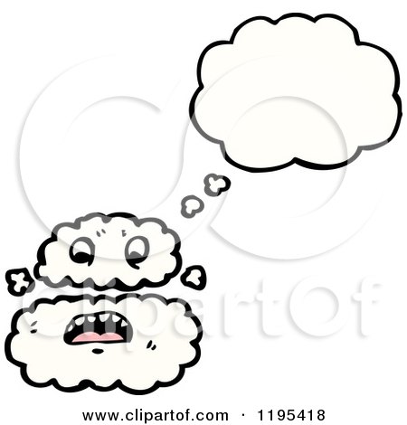 Cartoon of a Disjointed Cloud Thinking - Royalty Free Vector Illustration by lineartestpilot