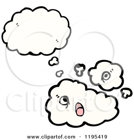 Cartoon of a Disjointed Cloud Thinking - Royalty Free Vector Illustration by lineartestpilot