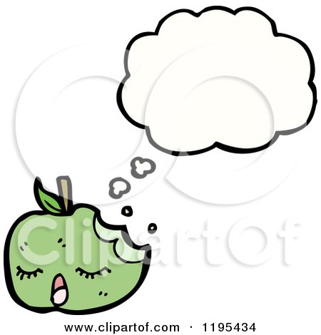 Cartoon of an Apple Thinking - Royalty Free Vector Illustration by lineartestpilot