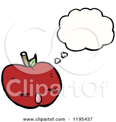 Cartoon of an Apple Thinking - Royalty Free Vector Illustration by lineartestpilot