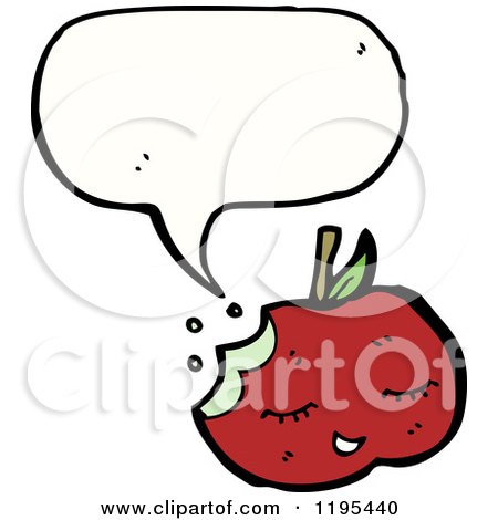 Cartoon of a Apple Speaking - Royalty Free Vector Illustration by lineartestpilot