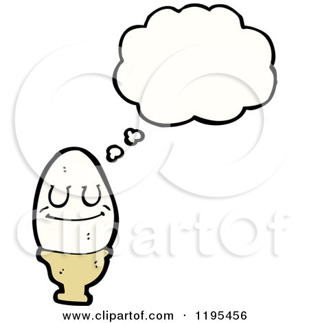 Cartoon of an Egg in an Egg Cup Thinking - Royalty Free Vector Illustration by lineartestpilot