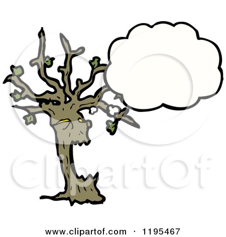 Cartoon of a Tree Thinking - Royalty Free Vector Illustration by lineartestpilot