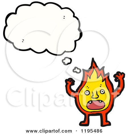 Cartoon of a Flame Thinking - Royalty Free Vector Illustration by lineartestpilot