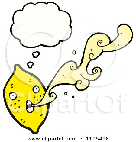 Cartoon of a Lemon Thinking - Royalty Free Vector Illustration by lineartestpilot
