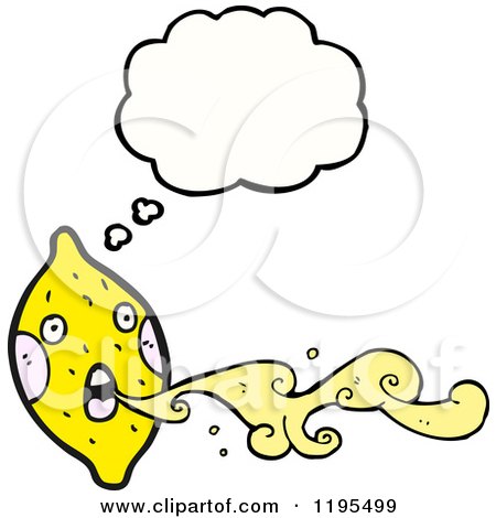 Cartoon of a Lemon Thinking - Royalty Free Vector Illustration by lineartestpilot