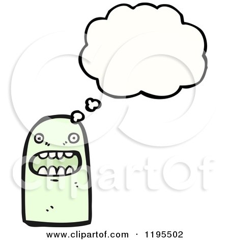 Cartoon of a Monster Thinking - Royalty Free Vector Illustration by lineartestpilot