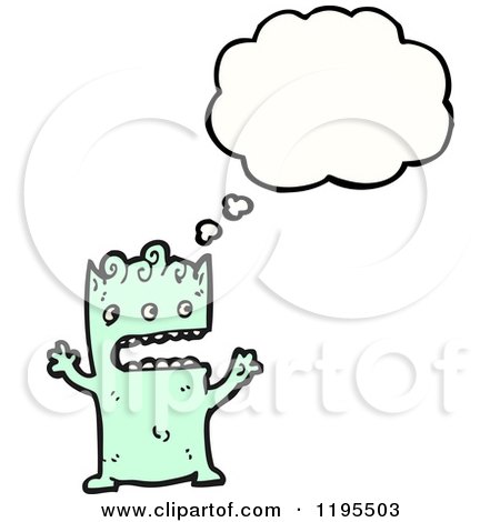 Cartoon of a Monster Thinking - Royalty Free Vector Illustration by lineartestpilot