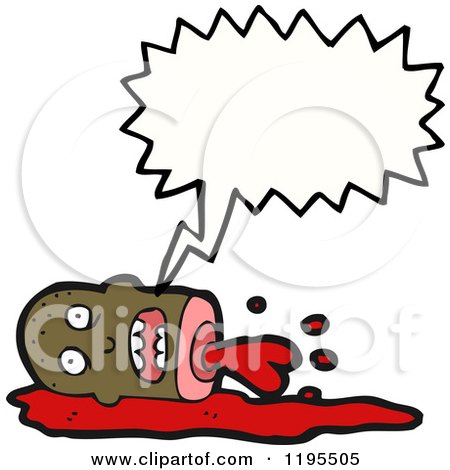 Cartoon of a Bloody Decapitated Head Speaking - Royalty Free Vector Illustration by lineartestpilot