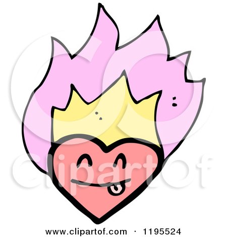 Cartoon of a Flaming Heart - Royalty Free Vector Illustration by lineartestpilot