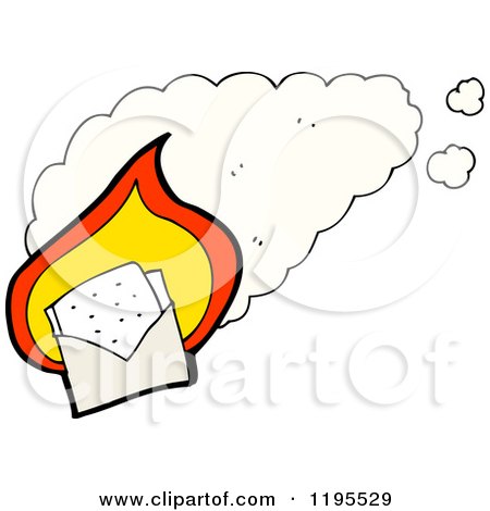 Cartoon of a Burning Envelope - Royalty Free Vector Illustration by lineartestpilot