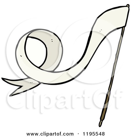 Cartoon of a White Flag - Royalty Free Vector Illustration by lineartestpilot