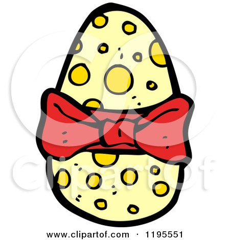 Cartoon of an Egg Wrapped in a Bow - Royalty Free Vector Illustration by lineartestpilot