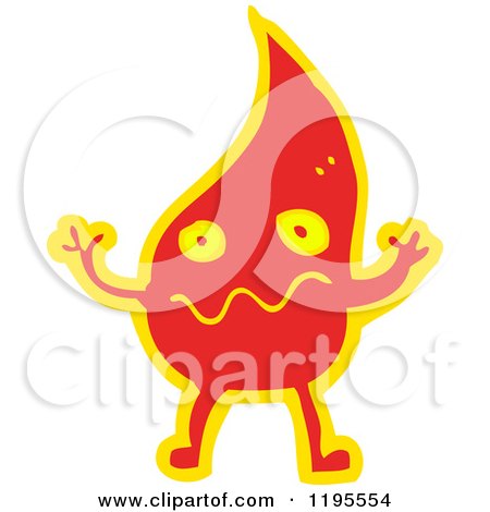 Cartoon of a Flame Character - Royalty Free Vector Illustration by lineartestpilot