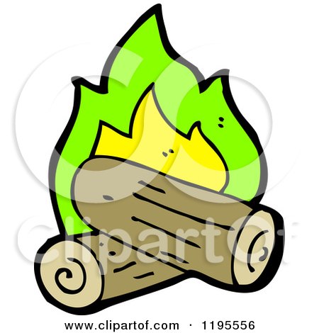 Cartoon of Burning Logs - Royalty Free Vector Illustration by lineartestpilot