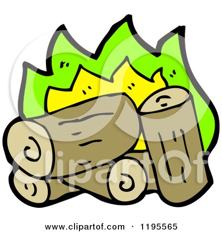 Cartoon of a Burning Log - Royalty Free Vector Illustration by lineartestpilot