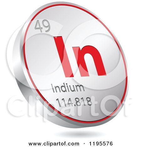 Clipart of a 3d Floating Round Red and Silver Indium Chemical Element Icon - Royalty Free Vector Illustration by Andrei Marincas