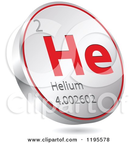Clipart of a 3d Floating Round Red and Silver Helium Chemical Element Icon - Royalty Free Vector Illustration by Andrei Marincas
