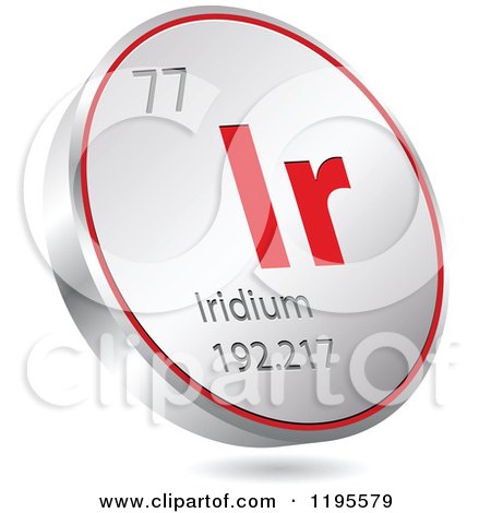 Clipart of a 3d Floating Round Red and Silver Iridium Chemical Element Icon - Royalty Free Vector Illustration by Andrei Marincas