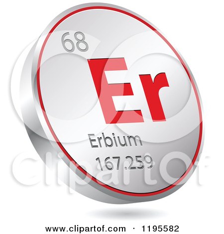Clipart of a 3d Floating Round Red and Silver Erbium Chemical Element Icon - Royalty Free Vector Illustration by Andrei Marincas