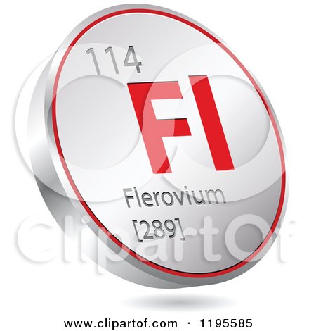 Clipart of a 3d Floating Round Red and Silver Flerovium Chemical Element Icon - Royalty Free Vector Illustration by Andrei Marincas