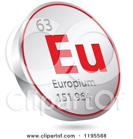 Clipart of a 3d Floating Round Red and Silver Europium Chemical Element Icon - Royalty Free Vector Illustration by Andrei Marincas