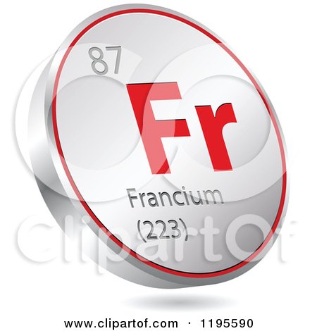Clipart of a 3d Floating Round Red and Silver Francium Chemical Element Icon - Royalty Free Vector Illustration by Andrei Marincas