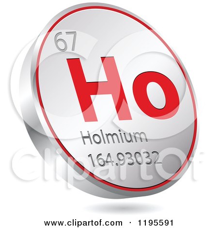 Clipart of a 3d Floating Round Red and Silver Holmium Chemical Element Icon - Royalty Free Vector Illustration by Andrei Marincas