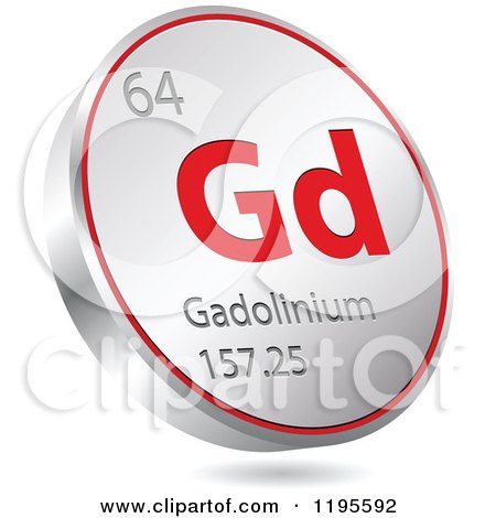 Clipart of a 3d Floating Round Red and Silver Gadoliuium Chemical Element Icon - Royalty Free Vector Illustration by Andrei Marincas