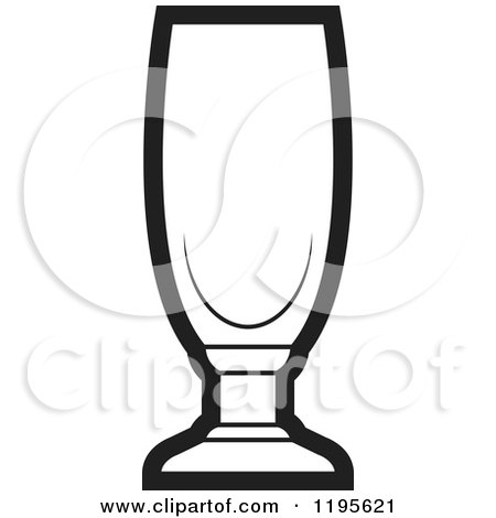 Clipart of a Black and White Pilsner Glass - Royalty Free Vector Illustration by Lal Perera