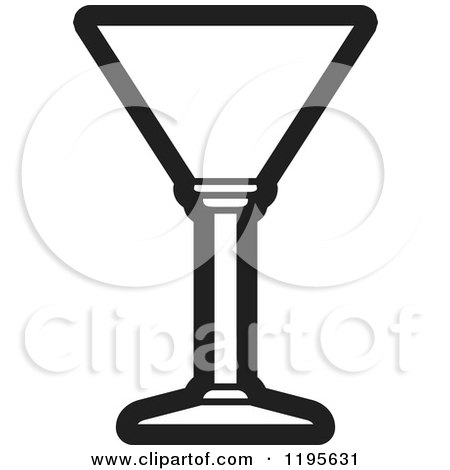 Clipart of a Black and White Martini Cocktail Glass - Royalty Free Vector Illustration by Lal Perera