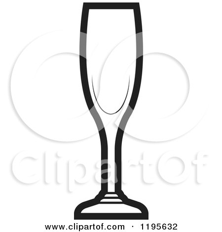 Clipart of a Black and White Flute Glass - Royalty Free Vector Illustration by Lal Perera