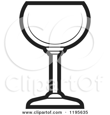 Clipart of a Black and White Grande Wine Glass - Royalty Free Vector Illustration by Lal Perera