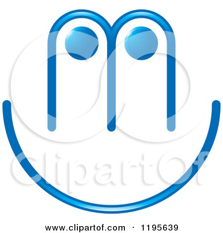 Clipart of an Abstract Blue M U Logo - Royalty Free Vector Illustration by Lal Perera