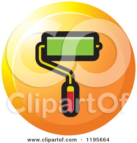 Clipart of a Round Paint Roller Tool Icon - Royalty Free Vector Illustration by Lal Perera