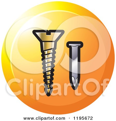 Clipart of a Round Screw and Nail Tool Icon - Royalty Free Vector Illustration by Lal Perera