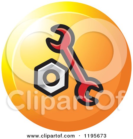 Clipart of a Round Spanner and Nut Tool Icon - Royalty Free Vector Illustration by Lal Perera